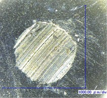 5w30 SN オイル単体 試験球摩耗痕 拡大写真